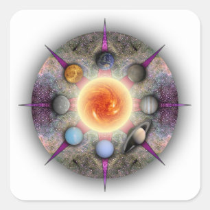 Carré Sticker rectangulaire Mandala planétaire