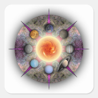Carré Sticker rectangulaire Mandala planétaire