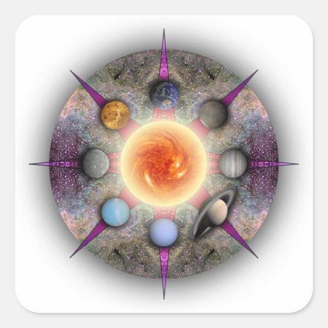 Carré Sticker rectangulaire Mandala planétaire (Devant)