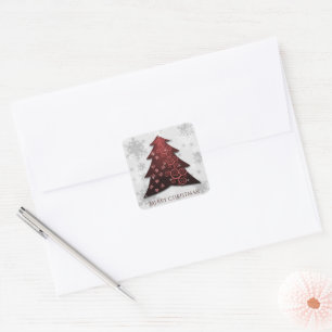 Carré Sticker Red Festive Christmas Tree