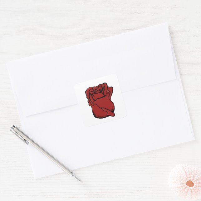 Carré Sticker Red Rose personnalisable (Enveloppe)