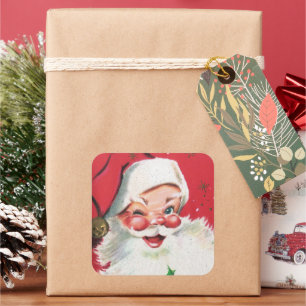Carré sticker Retro vintage Christmas Père Noël Holiday