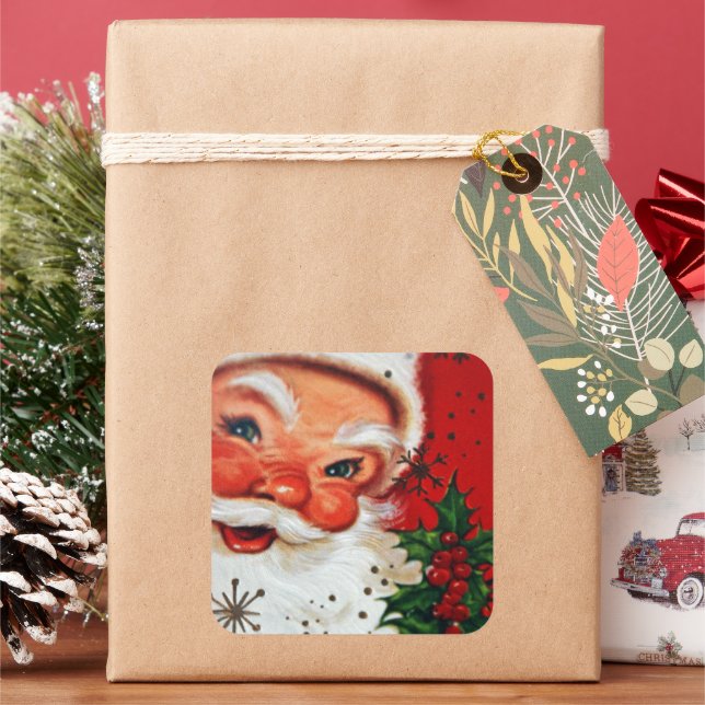 Carré sticker Retro Vintage Christmas Père Noël Holiday (vacances)