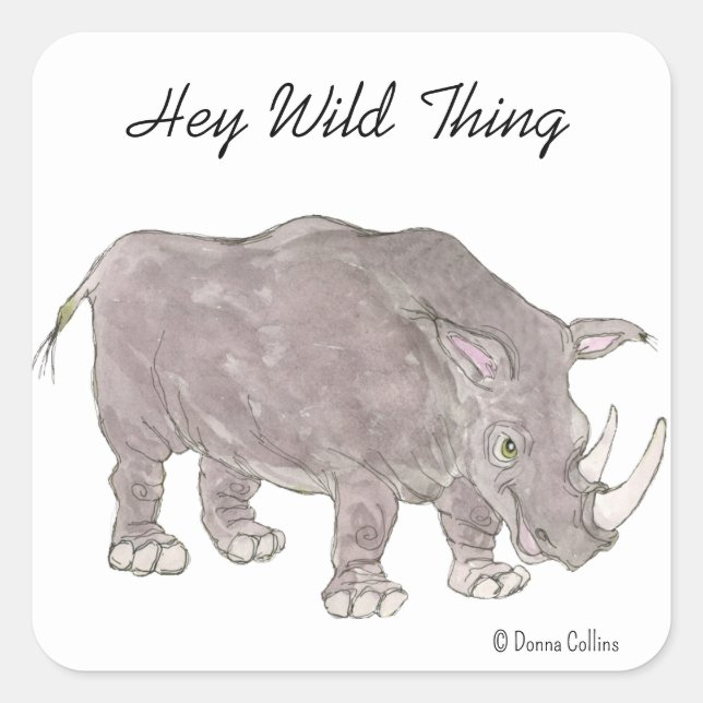 Carré Sticker Rino Hey Wild Thing (Devant)