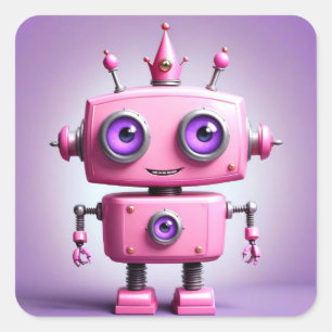 Carré Sticker Robot Rose mignon