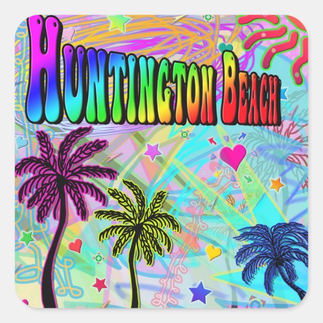 Carré Sticker romantique Huntington Beach Vivid (Devant)