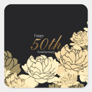 Carré sticker rose 50e anniversaire or, tan et beige