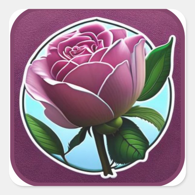 Carré Sticker rose élégant pour cadeaux, ordinateurs por (Devant)