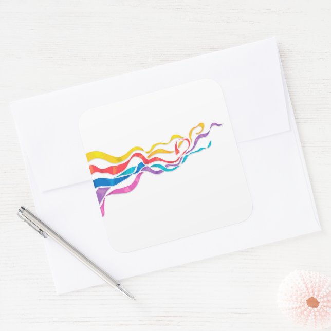 Carré Sticker rubans multicolores (Enveloppe)