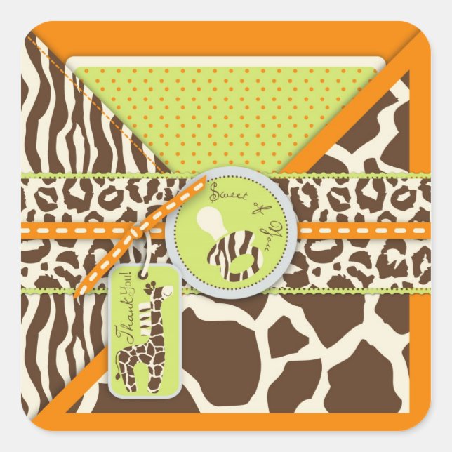 Carré Sticker Safari Boy Orange TY B (Devant)