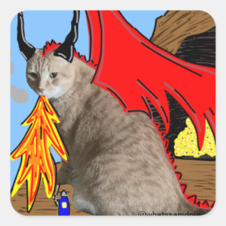 Carré Sticker Sam Le Cat Dragon
