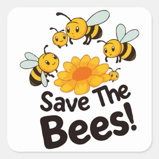 Carré Sticker Save the Bees - Conservation des abeilles (Devant)