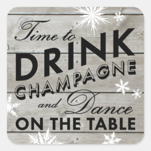 Carré Sticker Snowflake Time to Dragne Champagne