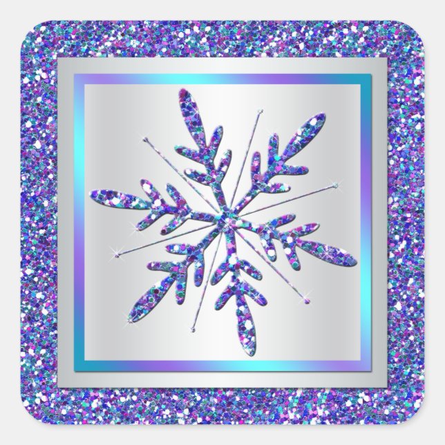 Carré Sticker Snowflake violet, Parties scintillant arge (Devant)