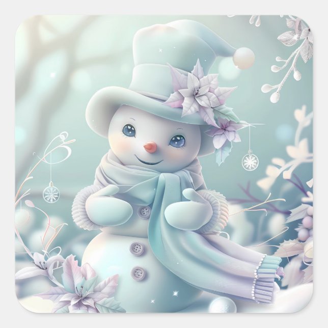Carré Sticker Snowman de Noël (Devant)