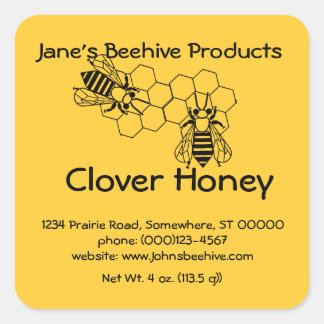 Carré Sticker (sq) - Honey Business (abeille sur peigne)