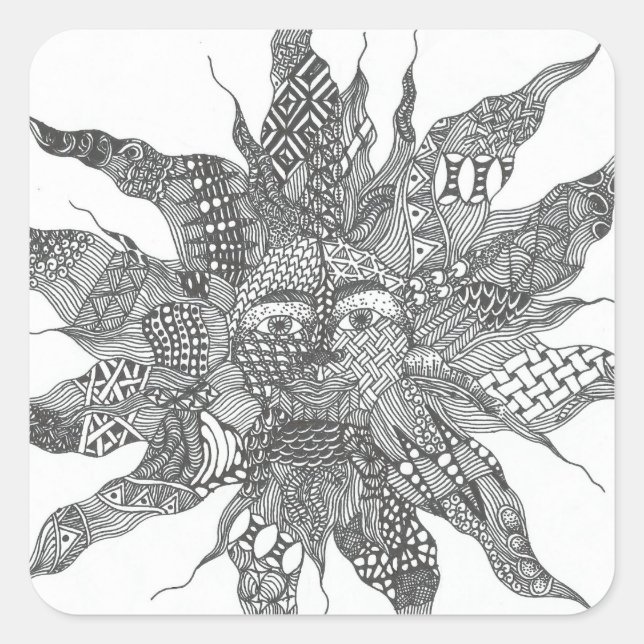 Carré Sticker Sun Zentangle (Devant)