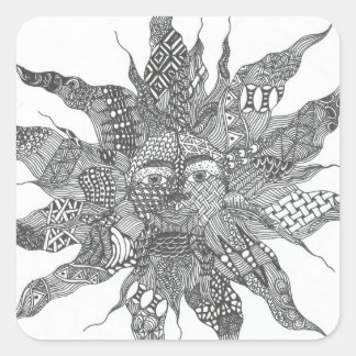 Carré Sticker Sun Zentangle