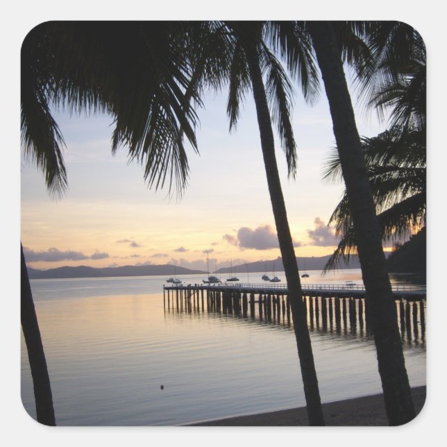 Carré Sticker Sunset pour les îles Whitsunday (Devant)