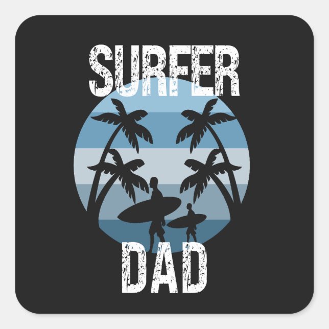 Carré Sticker Surfer Papa (Devant)