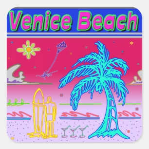 Carré Sticker Surfer "Venice Beach"