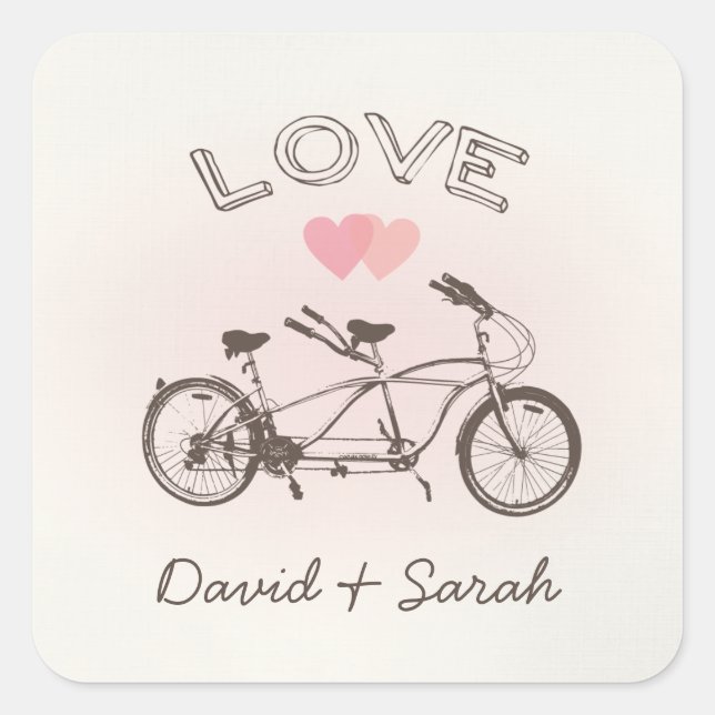 Carré Sticker Tandem Bicycle Love (Devant)