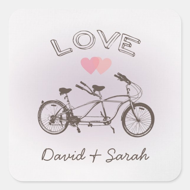 Carré Sticker Tandem Bicycle Love (Devant)