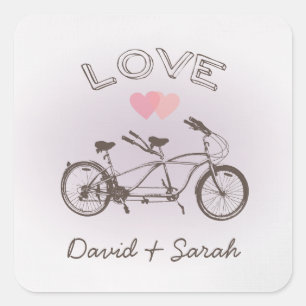 Carré Sticker Tandem Bicycle Love