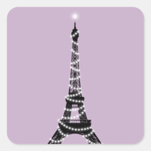 Carré Sticker Tour Eiffel Lumière Twinkle - lilac