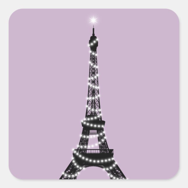 Carré Sticker Tour Eiffel Lumière Twinkle - lilac (Devant)