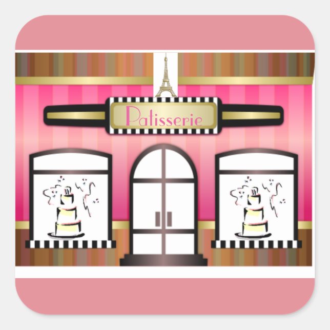 Carré Sticker Tour Eiffel Paris Pâtisserie (Devant)