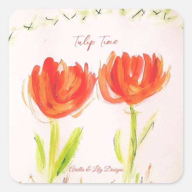 Carré Sticker Tulip par Ariella & Lily Designs (Devant)