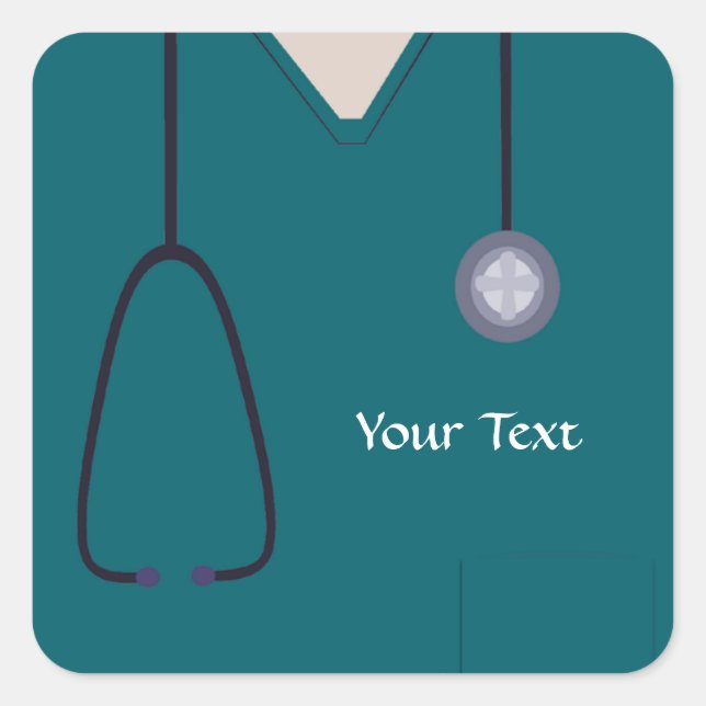 Carré Sticker Turquoise Médicale Scrubs (Devant)