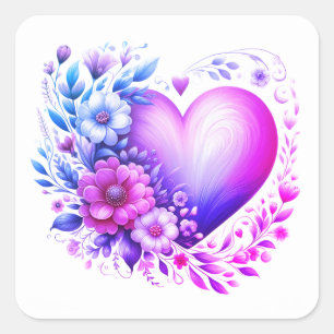 Carré Sticker "Une Touche de coeur de l'élégance florale