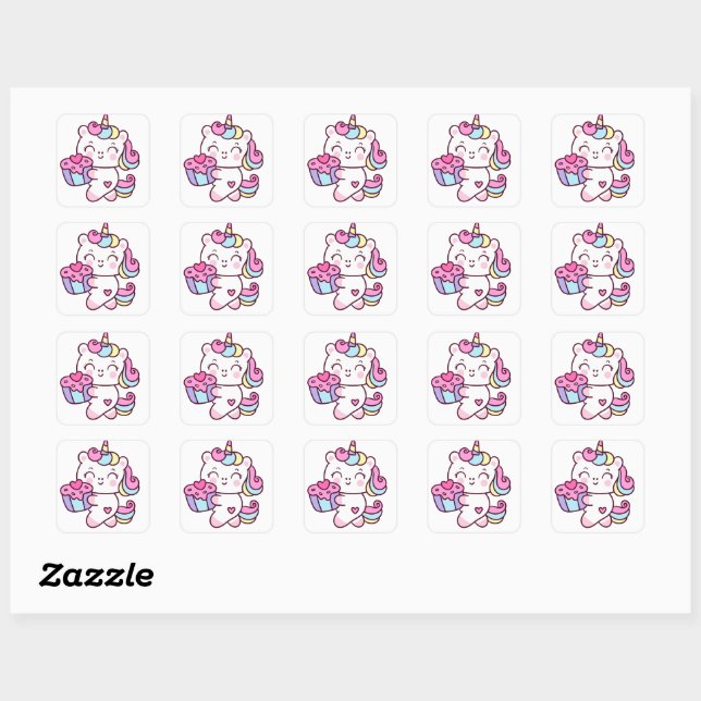 Carré Sticker Unicorn tendance (Feuille)