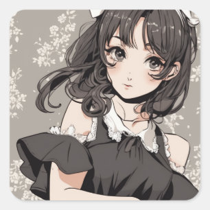 Carré Sticker vintage Anime LBD - Anime Elegance