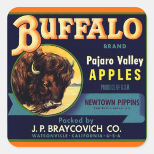 Carré Sticker Vintage Buffalo Marque Pommes Produire Fru