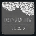 Carré Sticker vintage Chalkboard Hydrangea Wedding Favor<br><div class="desc">Mariage préférer autocollant avec hydrangées lunaires sur un arrière - plan vintage de tableau de bord. Consultez notre magasin pour trouver des faire-part de mariage,  des timbres et beaucoup d'autres de ce design fabuleux.</div>