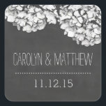 Carré Sticker vintage Chalkboard Hydrangea Wedding Favor<br><div class="desc">Mariage préférer autocollant avec hydrangées lunaires sur un arrière - plan vintage de tableau de bord. Consultez notre magasin pour trouver des faire-part de mariage,  des timbres et beaucoup d'autres de ce design fabuleux.</div>