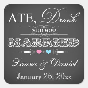 Carré Sticker vintage Chalkboard Style Wedding Favor