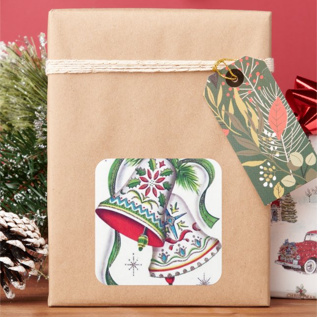 Carré sticker vintage de Noël vintage de Noël (vacances)