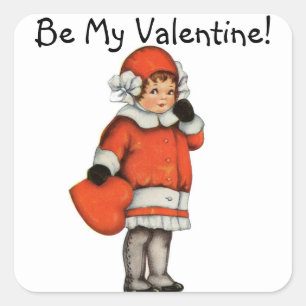 Carré Sticker vintage pour la petite fille Valentine