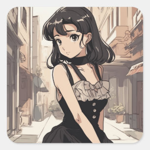 Carré Sticker vintage pour ordinateur portable LBD - Élé