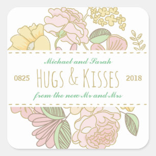 Carré Sticker vintage Rustique Floral Spring Wedding Fav