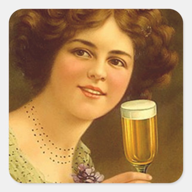 Carré Sticker Vintage Stemware Sipping Lady publicité (Devant)