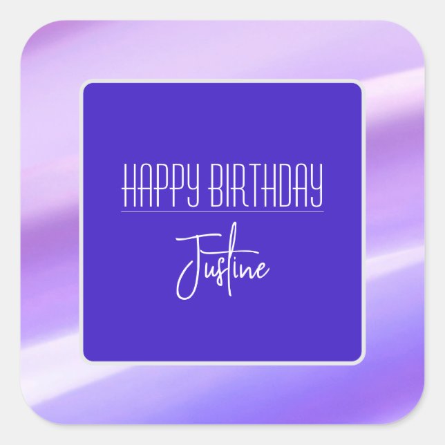 Carré Sticker violet "Joyeux anniversaire" (Devant)