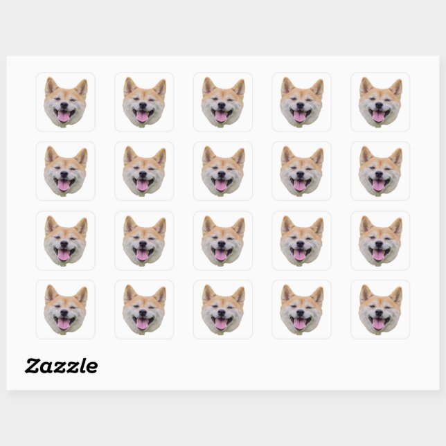 Carré Sticker Visage Chien, Cadeaux Amoureux de les chie (Feuille)