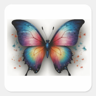 Carré Sticker Voiture Aquarelle Papillons Sticker