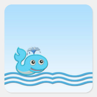 Carré Sticker Whale Waves