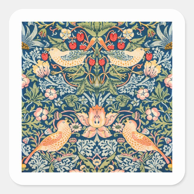 CARRÉ STICKER : WILLIAM MORRIS : STRAWBERRY THEVES (Devant)